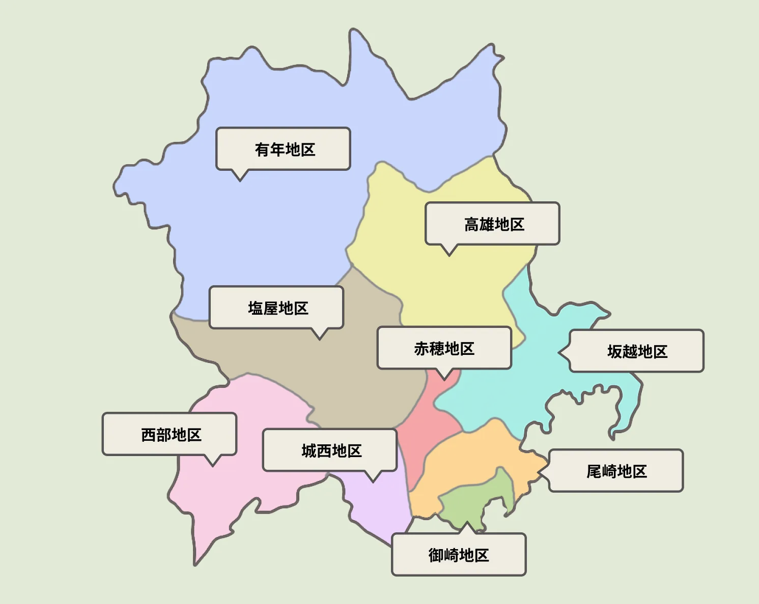 赤穂市地域区分　地図