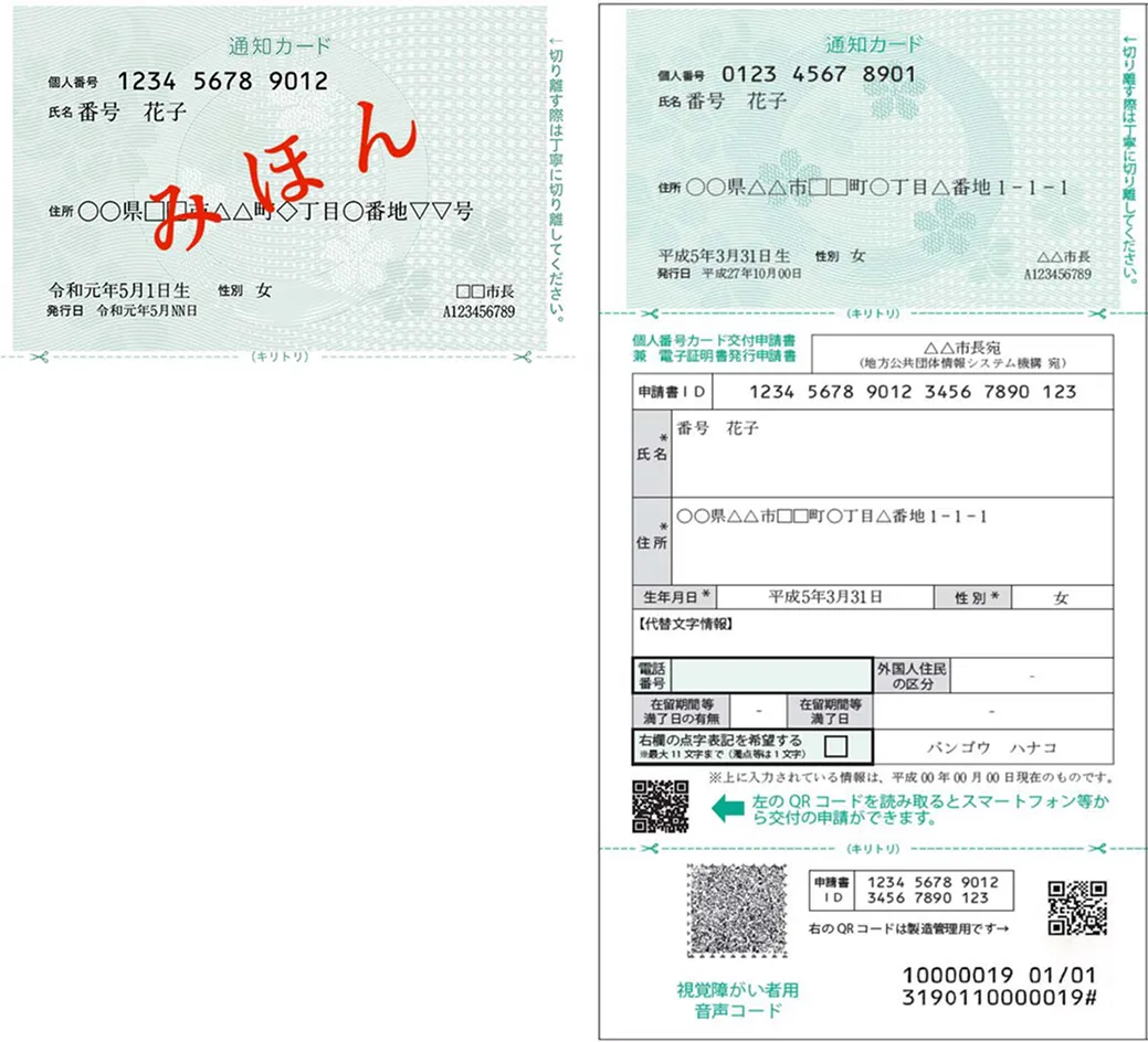 マイナンバー通知カードのみほん